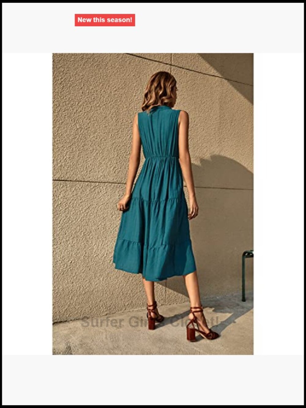 Viscose Blend Sleeveless V-Neck Striped Midi Dress with Button Front - Picture 5 of 5